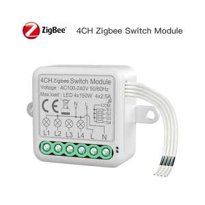 RSH® SB04 4 Channel ZigBee Smart Switch Module, white, with wiring diagram - Smart home accessories and accessories