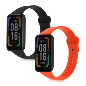 Xiaomi Redmi Smart Band Pro Czarne i pomarańczowe silikonowe paski - Kwmobile Pasek do inteligentnego zegarka