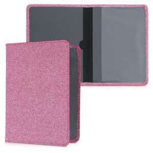 Kwmobile car document holder, pink glitter eco leather, 4.1 x 5.8 inches, fits car registration, insurance card, driver's license - Dressing Accessory