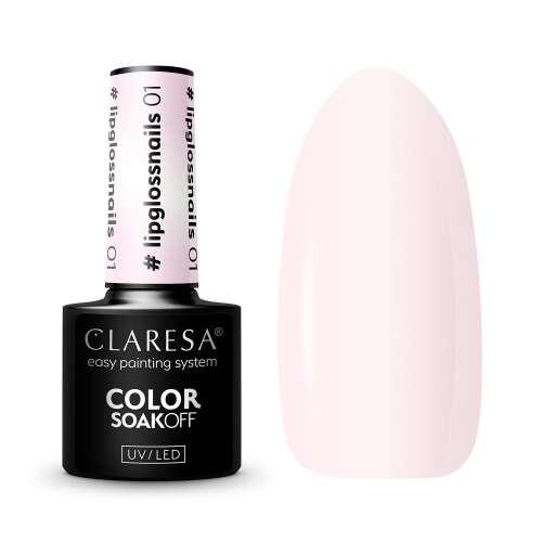 Claresa Lipglossnails #10, przezroczysty żel do paznokci z różowym połyskiem, łatwy w aplikacji, kompatybilny z lampą UV/LED, 5g