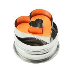 Heart shaped cookie cutter, set of 3, stainless steel - Cookie cutter