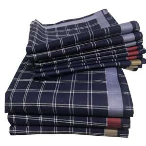 12 pack of Jemidi blue checkered cotton handkerchiefs, 40 x 40 cm - Jemidi