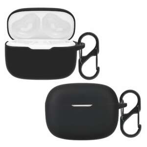 kwmobile Czarne Silikonowe Etui do JBL Wave 200TWS z Karabińczykiem - Zestaw słuchawkowy