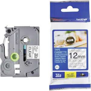 Brother TZE-131s laminált P-touch szalag (12mm) Fekete on Clear - 4m TZE131S
