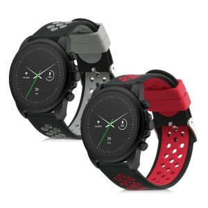 Kwmobile Силиконова Каишка за Часовник за Fossil Gen 6 Мъжки Смартчасовник - Черно и Сиво, Черно и Червено - Каишка за умен часовник