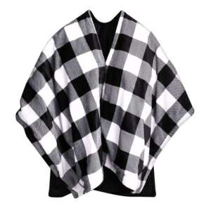 Navaris vyhrievaný elektrický poncho deka v čierno-bielej kockovanej vzore - Posteľná bielizeň