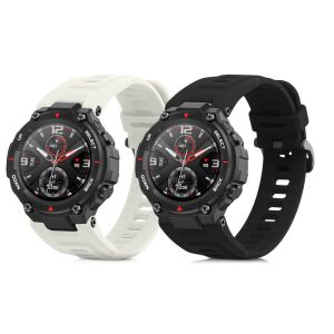 Huami Amazfit T-Rex/T-Rex Pro smartwatch with black and white KWmobile silicone bands - Smart watch strap