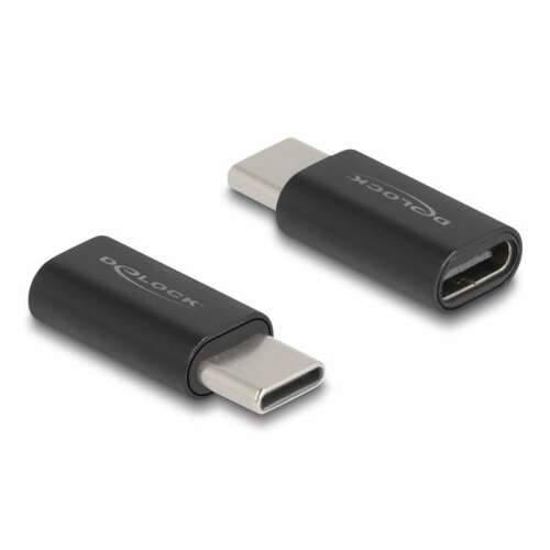 DeLock USB-C to USB-C adapter, 10 Gbps data transfer, 60W power delivery, black