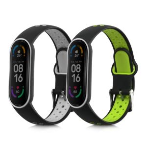Xiaomi Mi Band 6/5 Replacement Straps - Gray and Green - Smart watch strap