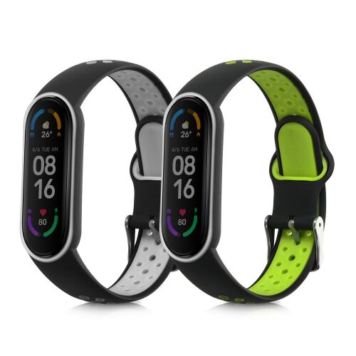 Xiaomi Mi Band 6/5 Szilikon Pánt - 2 db - Szürke/Zöld