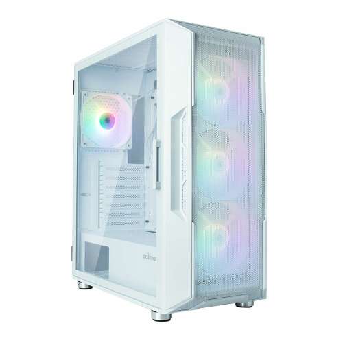 Компютърна кутия Zalman I3 Neo White със страничен панел от закалено стъкло и RGB вентилатори