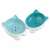 Navaris ceramic cat food and water bowl, set of 2, blue and green, with cat face design, non-slip feet
