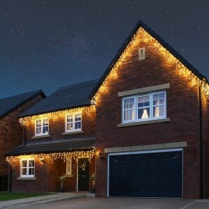 Házzal díszített Flippy karácsonyi jégcsap fényfüggöny - Fényfüzér