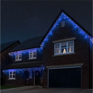 Yoto Blue LED Icicle Lights decorating house for Christmas - Christmas