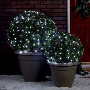 Christmas lights, 17 meter, 200 LED, white, black wire, outdoor, decoration, tree, bush - Christmas