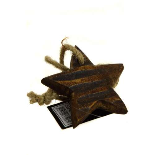 Wooden star ornament with twine, 6 cm