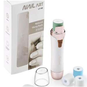 Nail Art elektromos körömpolírozó, elemmel működő, 4 db fejjel, természetes fényes körmök másodpercek alatt - Manikűr & Pedikűr eszköz