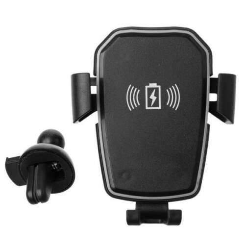 Vezeték nélküli autós töltő és telefontartó K81, fekete, szellőzőrácsra