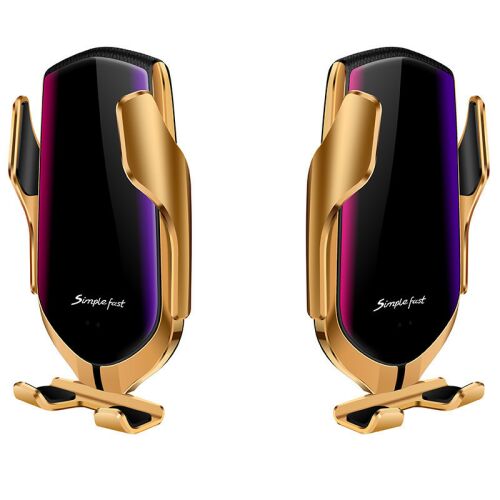 Automata vezeték nélküli töltő autós telefontartó - Arany