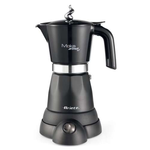 Ariete 1368.BK Moka Aroma electric stovetop espresso maker, black, 6 cups