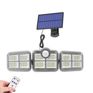 JD-2757A Solar Powered 122 LED Wall Light with Motion Sensor, Remote Control and 5m Cable, IP65 - Garden