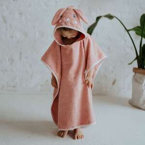 Pink bunny hooded towel for kids, Kapucnis fürdőponcsó NYUSZI, rózsaszín - Bath Towel, Washcloth, Hooded Towel