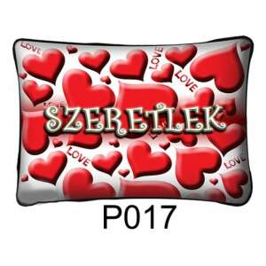 "SZERETLEK" feliratú piros szív párna, szerelem párna, díszpárna - Díszpárna