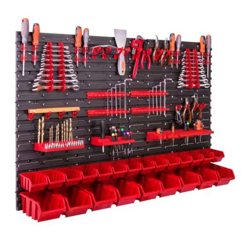 Botle Tool de perete cu 43 de baterii și 23 de cutii 115x78cm #fekete-red 32499762