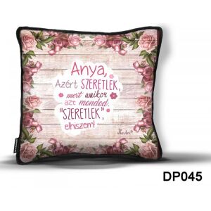 Heulini Anyák napi díszpárna virágos mintával és 'Szeretlek Anya' idézettel - Díszpárna