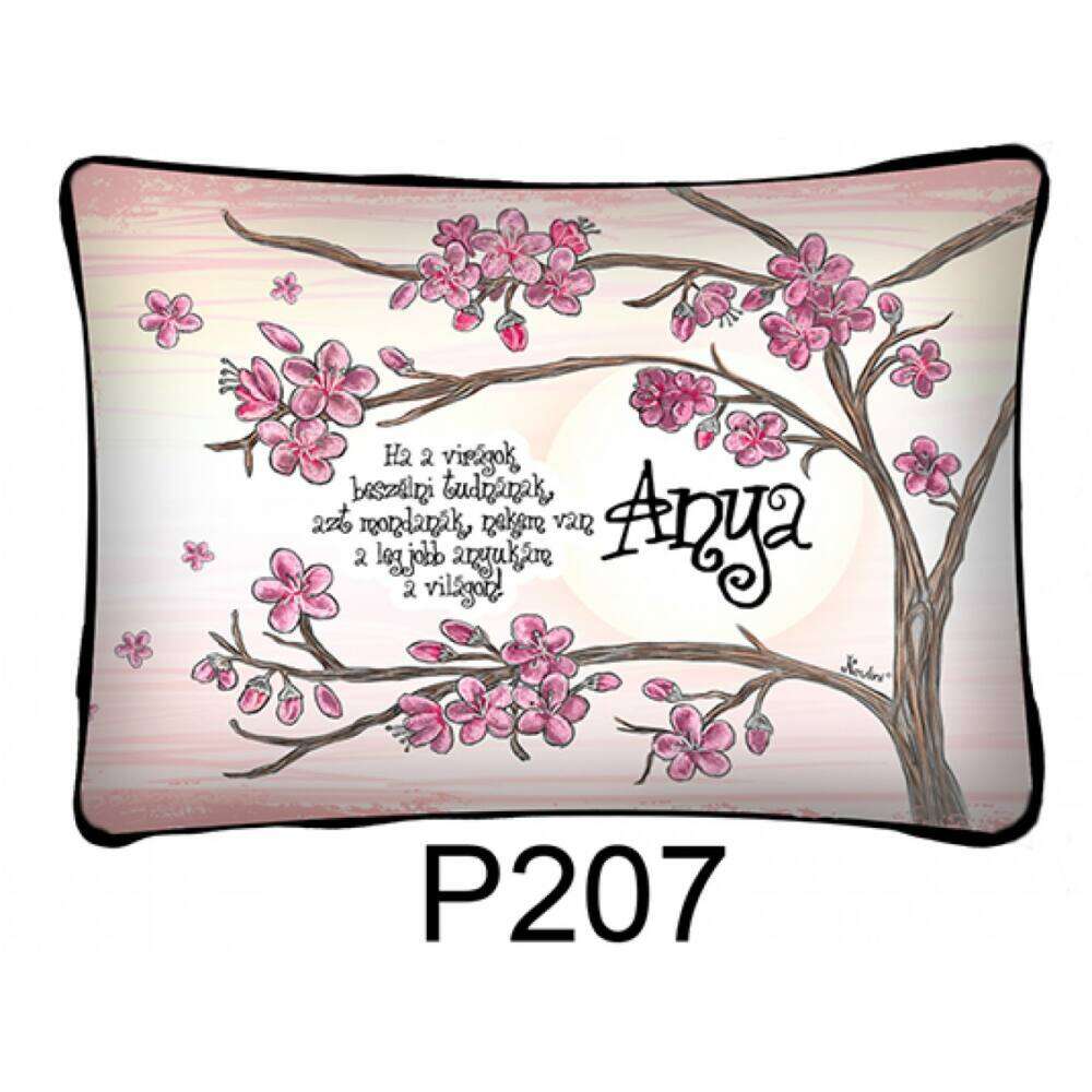 Anyák Napi Díszpárna - Virágos Idézet - 37x27cm