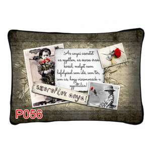 Díszpárna anyai szeretetről szóló idézettel, vintage dizájnnal, fotókkal és virágokkal - Díszpárna