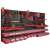 Botle tool wall with 44 holders and 30 lockable boxes, black and red, fully assembled with tools