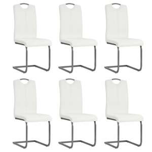 6 db fehér műbőr étkezőszék szett fém lábakkal - Étkező szék