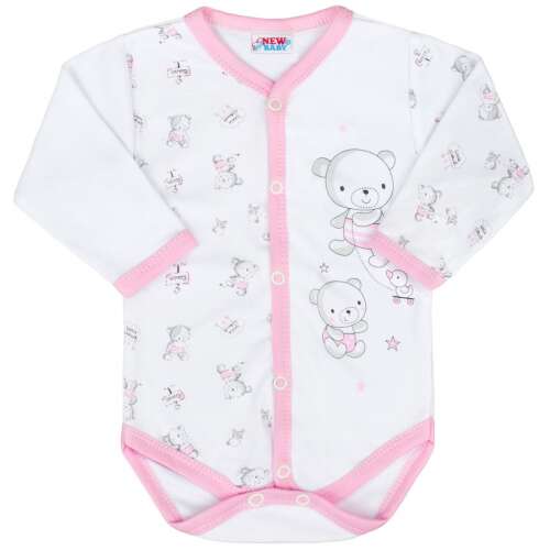New Baby fehér-rózsaszín, macis body 32500213