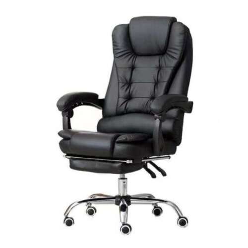 Fekete irodai forgószék masszázs funkcióval és lábtartóval