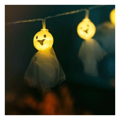 Halloween ghost LED string lights, 10 lights, 0.9m long