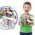 A child holding the box of the Marvel Spidey and his Amazing Friends 24 piece double-sided puzzle, featuring Spidey, Ghost-Spider, Miles Morales, and Black Panther