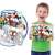 A child holding the box of the Marvel Spidey and his Amazing Friends 24 piece double-sided puzzle, featuring Spidey, Ghost-Spider, Miles Morales, and Black Panther