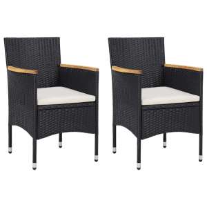 vidaXL black garden dining chair with cream cushion - Garden