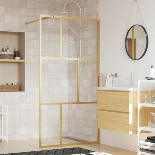 vidaXL aranyszínű zuhanyfal átlátszó ESG üveggel 115 x 195 cm