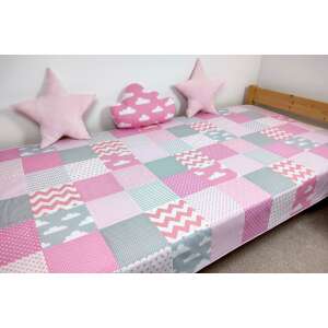 Rózsaszín-szürke felhős patchwork ágytakaró 76937047 - Ágytakaró