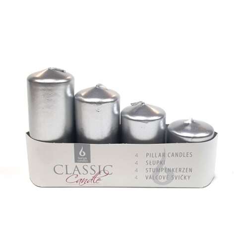 Classic Candle ezüst metál lépcsős adventi gyertyák, 4 darabos készlet - Gyertya