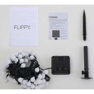 Слънчеви светлини Flippy Christmas с 20 LED, топла бяла светлина, 5 метра дължина, за вътрешна и външна употреба, със слънчев панел, кол и инструкции - Lightshine