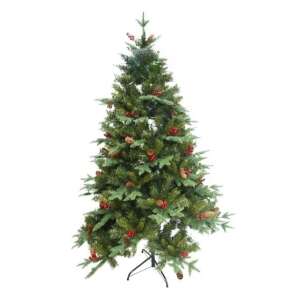 Zöld Flippy artificial Christmas tree, 180 cm tall, 115 cm diameter, with 56 red pine cones - Christmas