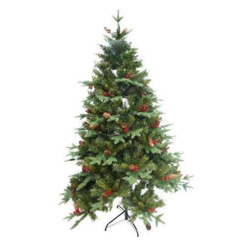 Zöld Flippy artificial Christmas tree, 180 cm tall, 115 cm diameter, with 56 red pine cones