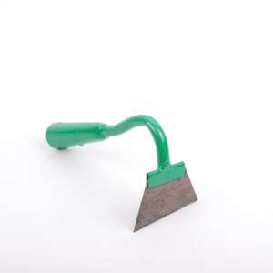 Green steel garden hoe with a curved handle, 80mm - Ho