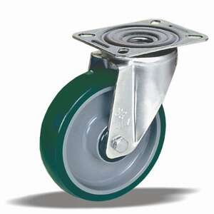 Swivel caster wheel with green rubber tire and stainless steel bracket - Industrial Wheels & Castor