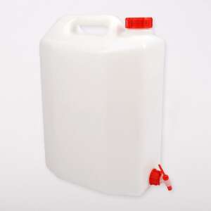 10L plastic water can with tap, white with red lid and tap - Wine & brandy brewing