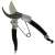 Silver pruning shears with black handles