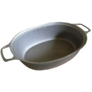 Cast iron oval baking dish, perfect for roasting vegetables, chicken, or meat - Grilling & Outdoor Cooking